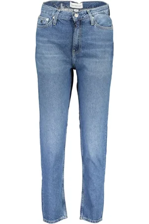 Calvin Klein Jeans, Dame, Blå, W26, Bomuld, Højtaljede, vasket bomuldsjeans