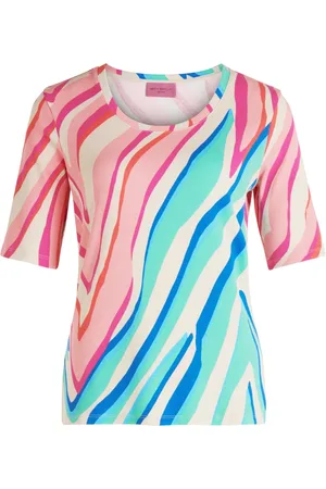 Betty Barclay Top, Dame, Flerfarvet, 2XL, Uld, Ribbet Basic Shirt med dyreprint