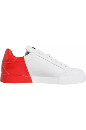 Dolce & Gabbana Sko, Herre, Hvid, 42 EU, Hvide Røde Portofino Lave Top Sneakers