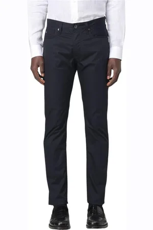Emporio Armani Bukser, Herre, Blå, W34, Bomuld, Marineblå Casual Chino Bukser