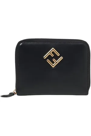 Fendi Tilbehør, Dame, Sort, ONE SIZE, Læder, Sort Læder ZipAround Pung