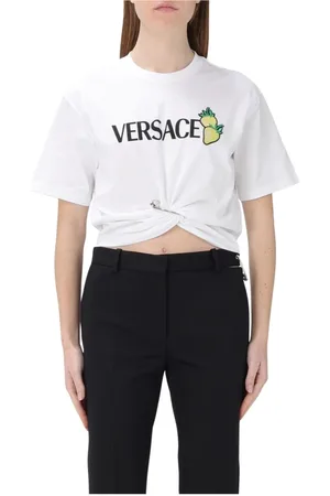 VERSACE Top, Dame, Hvid, XS, Bomuld, Jordbær Grafisk T-shirt