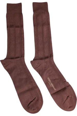 Dolce & Gabbana Undertøj, Herre, Brun, L, Bomuld, Logo Print Mid Calf Socks