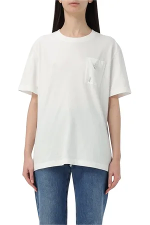 Kenzo Top, Dame, Hvid, L, Blød Pink T-shirt med Pin