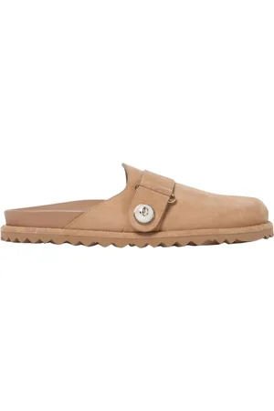 Jimmy Choo Sko, Dame, Brun, 41 EU, Suede, Suede Button Mules Elegant Flats
