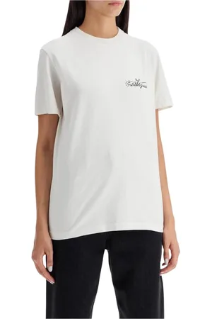 Golden Goose Top, Dame, Hvid, S, Broderet Logo Hvid T-shirt Kvinder