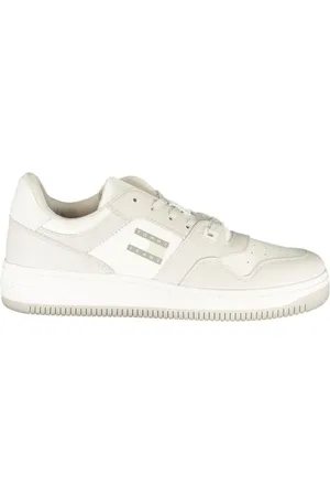 Tommy Hilfiger Sko, Herre, Hvid, 44 EU, Polyester, Hvide Polyester Lav-Top Sneakers