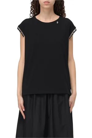 Liu Jo Top, Dame, Sort, L, Uld, Hvid Grafisk Print T-Shirt Kvinder