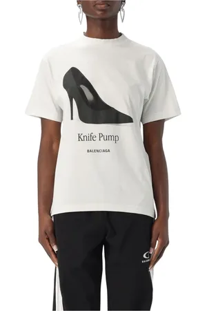 Balenciaga Top, Dame, Hvid, XL, Hvid Grafisk Print T-shirt
