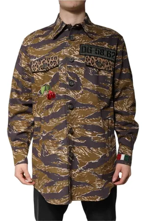 Dolce & Gabbana Jakke, Herre, Flerfarvet, M, Bomuld, Leopard Print Windbreaker Jacket