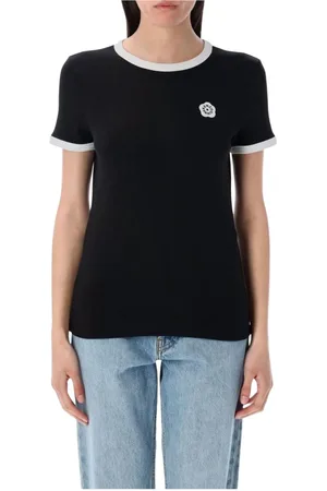 Kenzo Top, Dame, Sort, XS, Bomuld, Sort Blomstret Crew Neck T-shirt