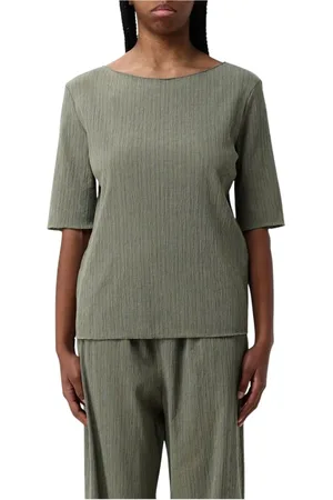 Max Mara Bluser & Skjorter, Dame, Grøn, M, Grøn Striktop Korte Ærmer