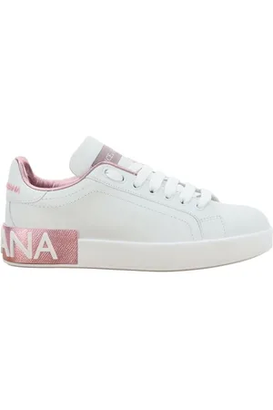 Dolce & Gabbana Sko, Dame, Hvid, 40 EU, Portofino Sneakers med Broderet Logo