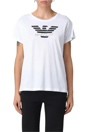 Emporio Armani Top, Dame, Hvid, L, Bomuld, Hvid Eagle Logo T-shirt