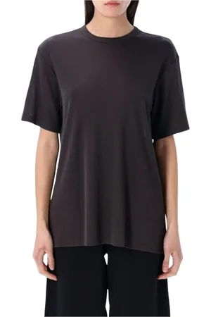 STUDIO NICHOLSON Top, Dame, Sort, 5XL, Uld, Minimalist Crew Neck T-Shirt i olie