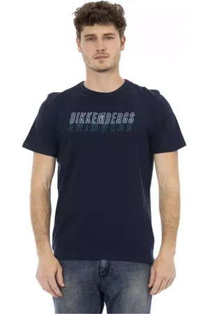 Bikkembergs Top, Herre, Blå, XL, Bomuld, Hær Bomuld Herre T-Shirt med Front Print