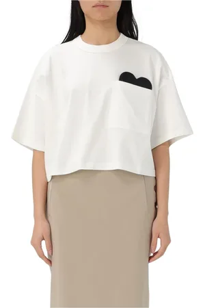 Bottega Veneta Top, Dame, Hvid, M, Bomuld, Hjerte Lomme T-Shirt