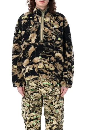 Nike Sport, Herre, Flerfarvet, M, Uld, Vindtæt 1/2-Zip Jakke med Blade Cutter Mønster