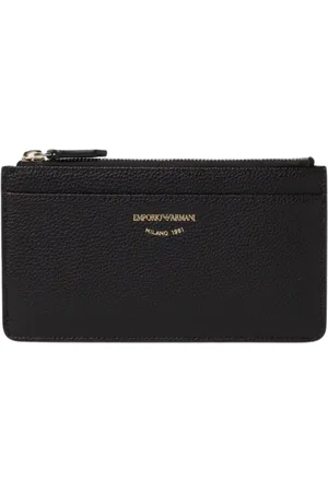 Emporio Armani Tilbehør, Dame, Sort, ONE SIZE, Læder, Sort Læderkortholder