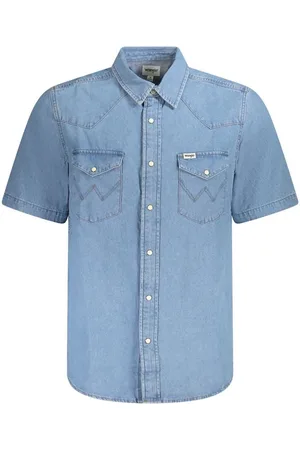 Wrangler Skjorte, Herre, Blå, S, Bomuld, Lysblå Bomuld Herre Western Skjorte