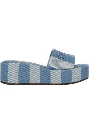 Fendi Sko, Dame, Blå, 37 EU, Stribet Platform Sandaler
