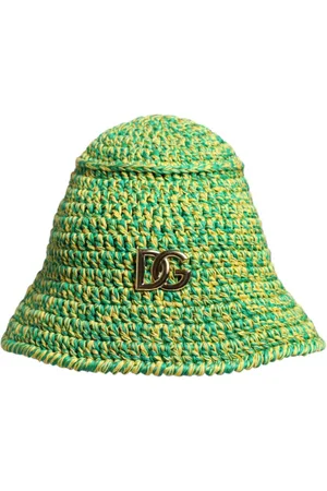 Dolce & Gabbana Tilbehør, Dame, Grøn, 58 CM, Bomuld, Grøn Bomuld Hæklet Logo Spandehat