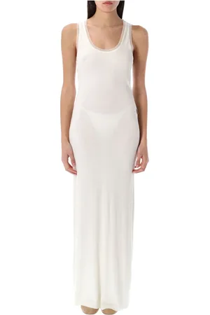 REMAIN Birger Christensen Kjole, Dame, Hvid, M, Bomuld, Elegant Maxi Kjole til Kvinder