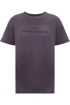 Maison Margiela Top, Dame, Lilla, M, Bomuld, Bomuld Logo T-shirt Kvinder Italien
