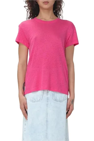 IRO Top, Dame, Lyserød, M, Linned, Livlig Fuchsia Linned T-Shirt