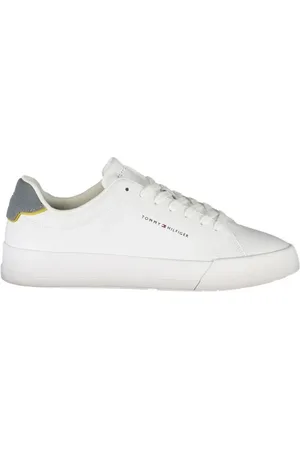 Tommy Hilfiger Sko, Herre, Hvid, 43 EU, Polyester, Hvid Polyester Sneaker med Polstret Indersål