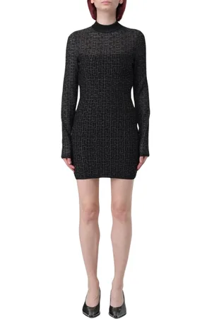 Balmain Kjole, Dame, Sort, M, Elegant Geometrisk Mini Kjole
