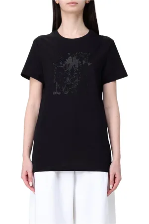 Max Mara Top, Dame, Sort, M, Hvid Crew Neck Tee