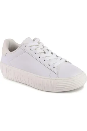 Tommy Hilfiger Sko, Dame, Hvid, 38 EU, Læder, Hvid Læder Sneaker med Detaljeret Syning