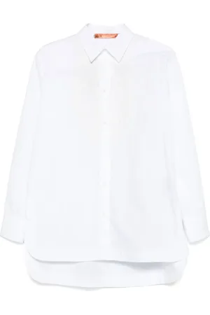 ERMANNO SCERVINO Bluser & Skjorter, Dame, Hvid, M, Bomuld, Hvid Blomstret Broderet Bomuldsskjorte