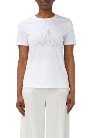 Max Mara Top, Dame, Hvid, M, Bomuld, Krystal Sejlbåd Prydet Sweater