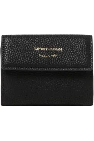 Emporio Armani Tilbehør, Dame, Sort, ONE SIZE, Læder, Sort Trifold Læder Pung