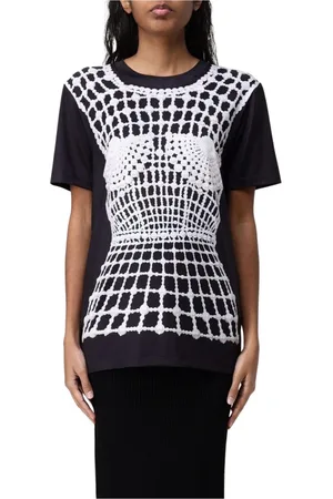 Balmain Top, Dame, Sort, S, Uld, Perle Grafisk T-shirt