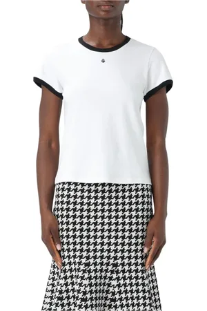 Alexander McQueen Top, Dame, Hvid, M, Hvid Elegant T-shirt med Korte Ærmer