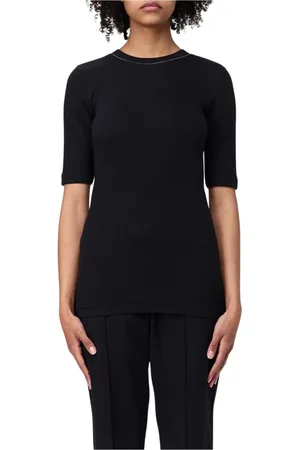Brunello Cucinelli Top, Dame, Sort, S, Bomuld, Sort Bomuld T-Shirt