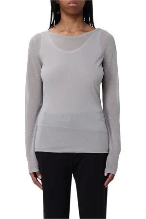 Pinko Top, Dame, Grå, L, Grå Bådhals Langærmet Top