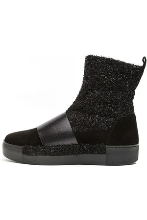 CESARE GASPARI Sko, Dame, Sort, 37 EU, Uld, Teksturerede højtop slip-on ankelstøvler
