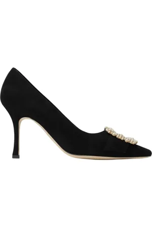 Manolo Blahnik Sko, Dame, Sort, 36 EU, Sorte højhælede sko med perleudsmykning