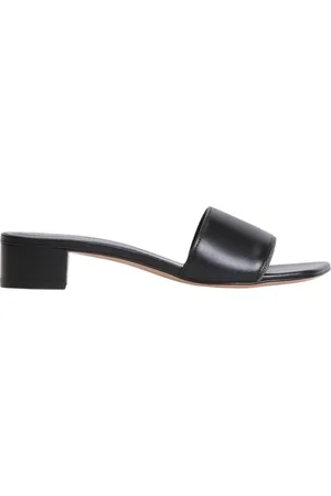 Fabiana Filippi Sko, Dame, Sort, 36 EU, Læder, Lave hæl læder slide sandaler