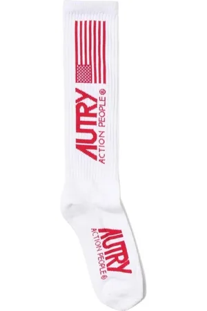 Autry Undertøj, Herre, Rød, L, Bomuld, Luksus Jacquard Logo Herrestrømper