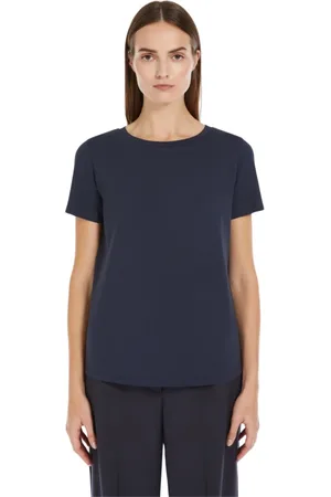 Max Mara Top, Dame, Blå, M, Bomuld, Bomuld Butterfly Logo T-shirt