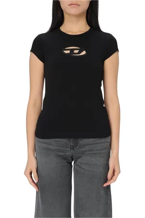 Diesel Top, Dame, Sort, XS, Bomuld, Hvid Cutout Detalje T-Shirt