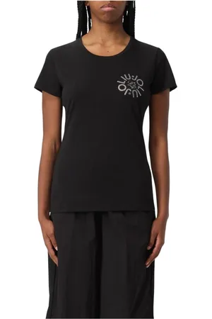 Liu Jo Top, Dame, Sort, XS, Uld, Elegant Logo T-shirt til kvinder