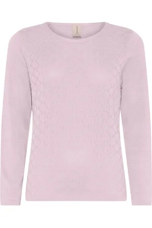Skovhuus Strik, Dame, Lyserød, 2XL, Bomuld, Feminin O-Neck Pullover Bluse Rose