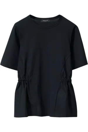 Fabiana Filippi Top, Dame, Blå, XL, Bomuld, Blå kortærmet top med taljeindsnøring