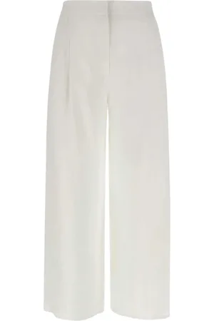 Max Mara Bukser, Dame, Hvid, M, Bred Ben Ramie Bukser Hvid